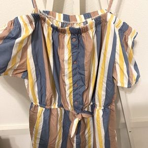 BLUSH Romper in blue, yellow, blush, white color, size Large